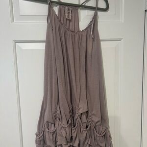 Free People Dusty Mauve Ruffle-Trim Mini Dress